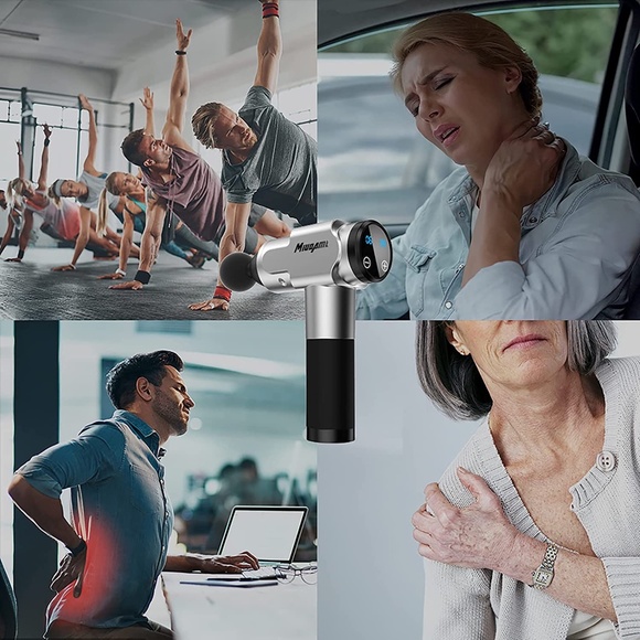 NWT Muscle Massage Gun Quiet Deep For Percussion Handheld Soreness Silver - Picture 3 of 7